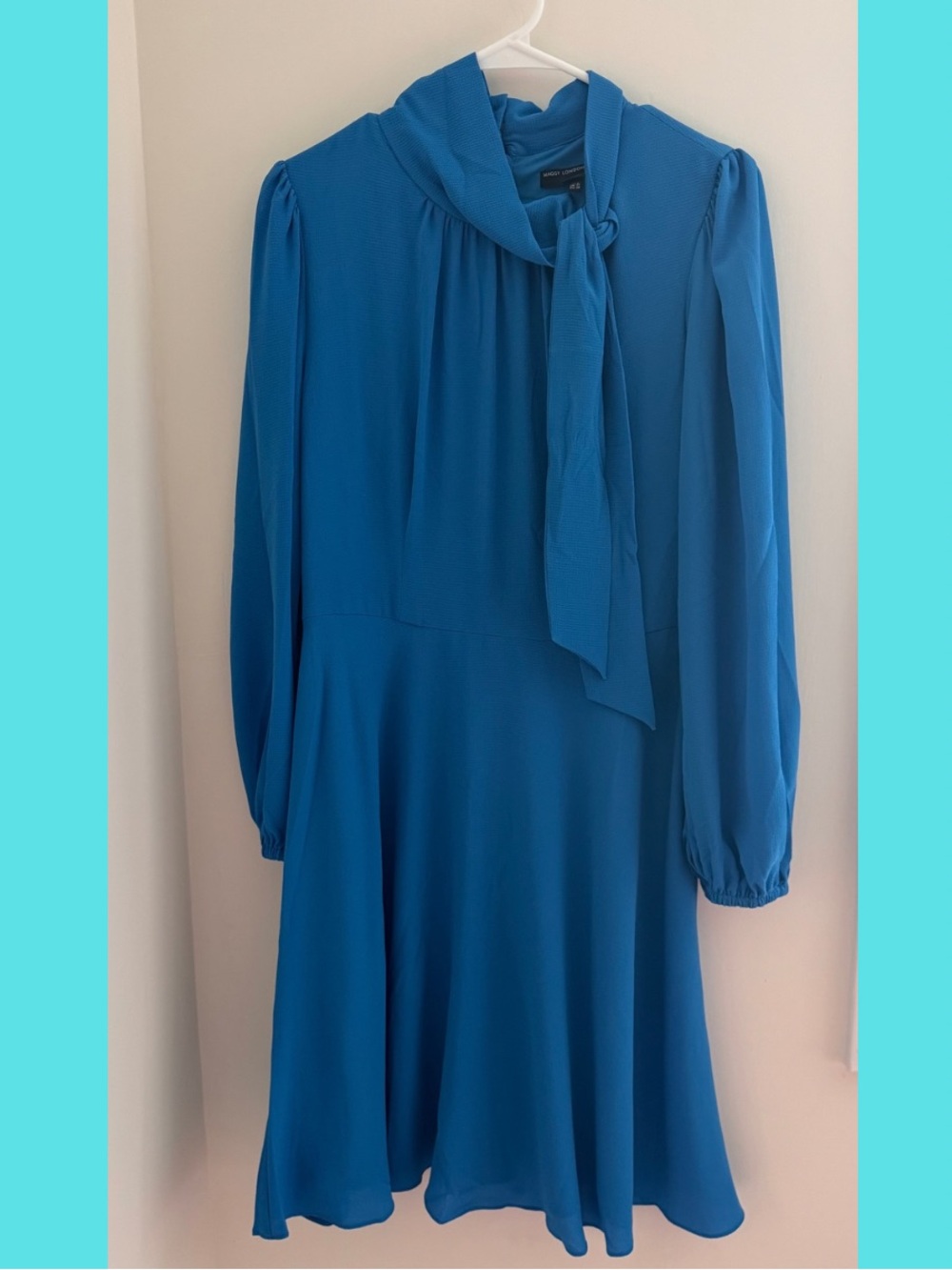 Maggy London Royal Blue Long Sleeve Tie-Neck Dress